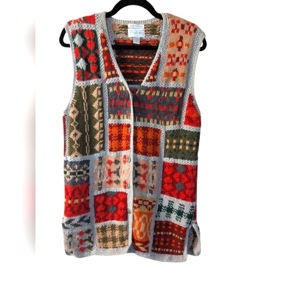 Van Heusen hand knitted long line vest sz M